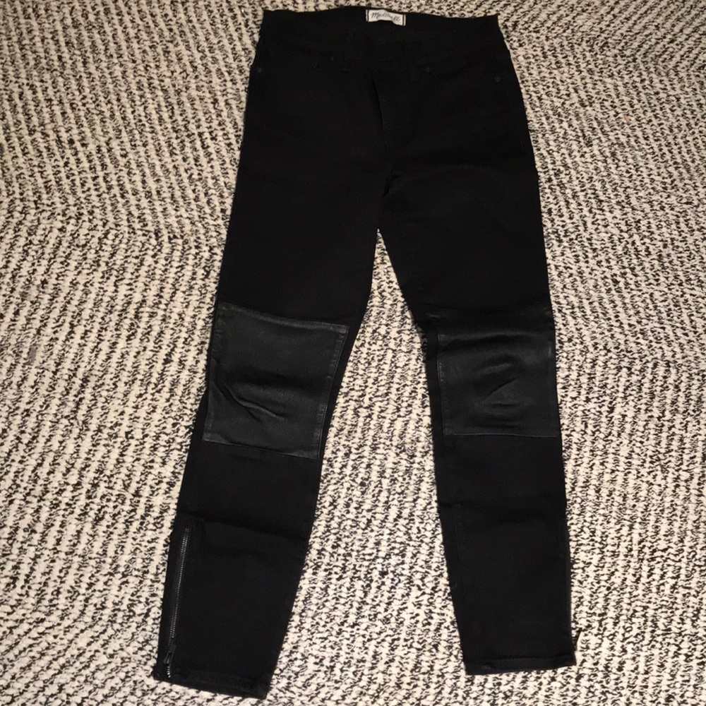 Madewell black leather jeans 28